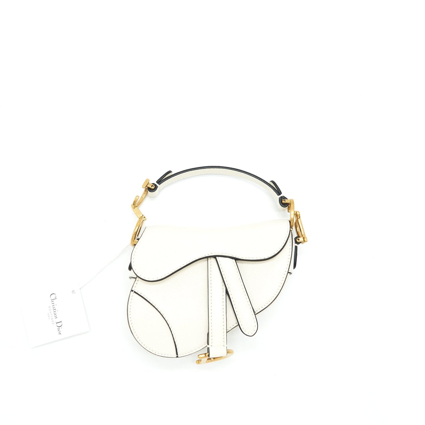 Dior Micro (Super Mini) Saddle Purse Goat Skin White