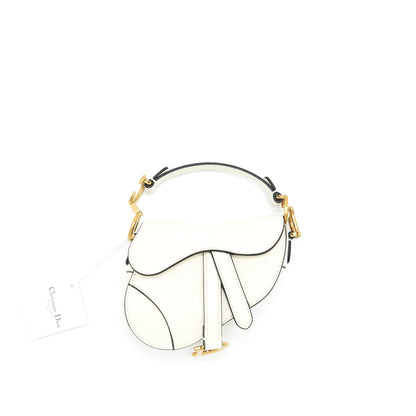 Dior Micro (Super Mini) Saddle Purse Goat Skin White
