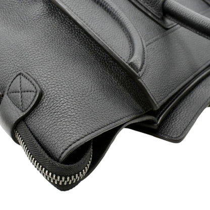 CELINE Drummed Mini Luggage Calfskin Leather Tote Bag Black