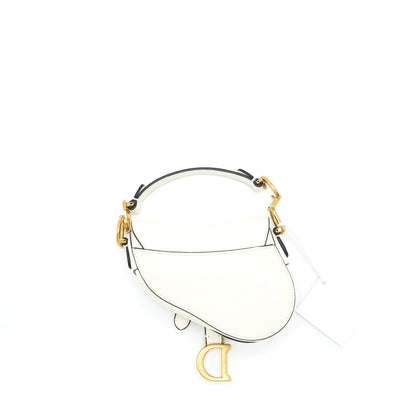 Dior Micro (Super Mini) Saddle Purse Goat Skin White