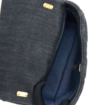 Chanel Flap Shoulder Bag with Giant Chain Denim Dark Blue Brushed GHW (Microchip)