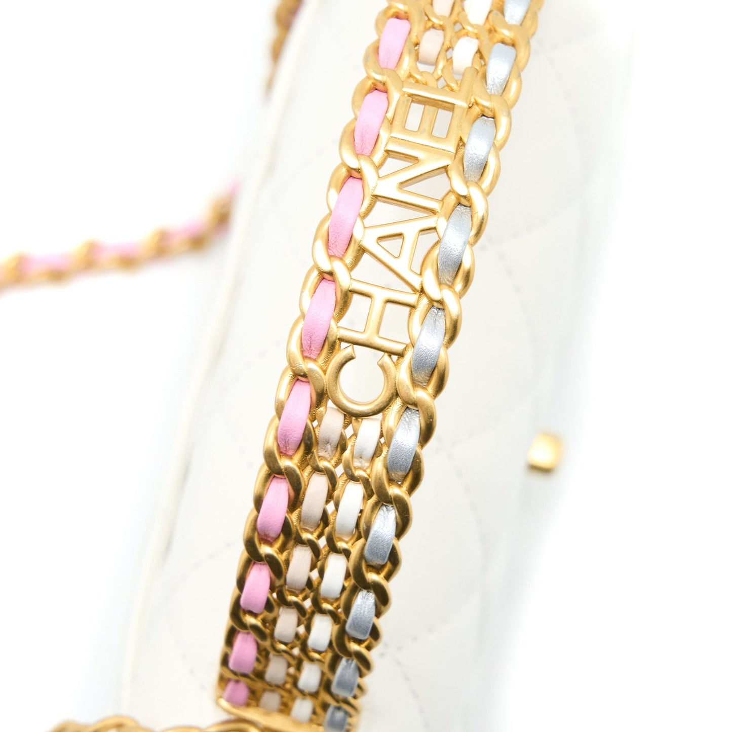 Chanel 23P Top Handle Wallet on Chain Calfskin White/Multicolour Brushed GHW (Microchip)