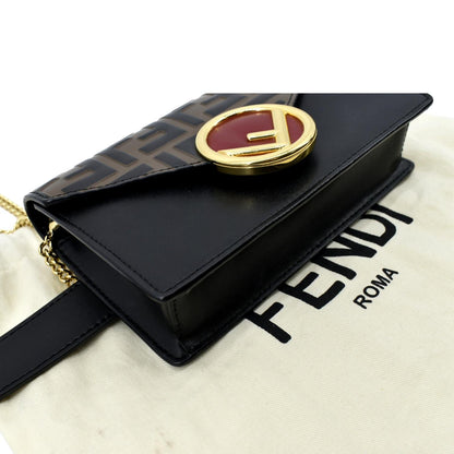 FENDI Liberty F Vitello Leather Crossbody Belt Bag Black