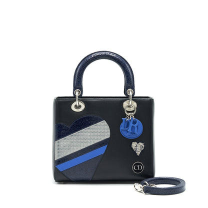 Dior Medium Lady Dior Purse limited edition black/ Blue