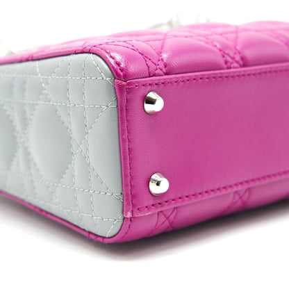 CHRISTIAN DIOR MINI LADY DIOR LAMBSKIN PINK/PURPLE/GREY