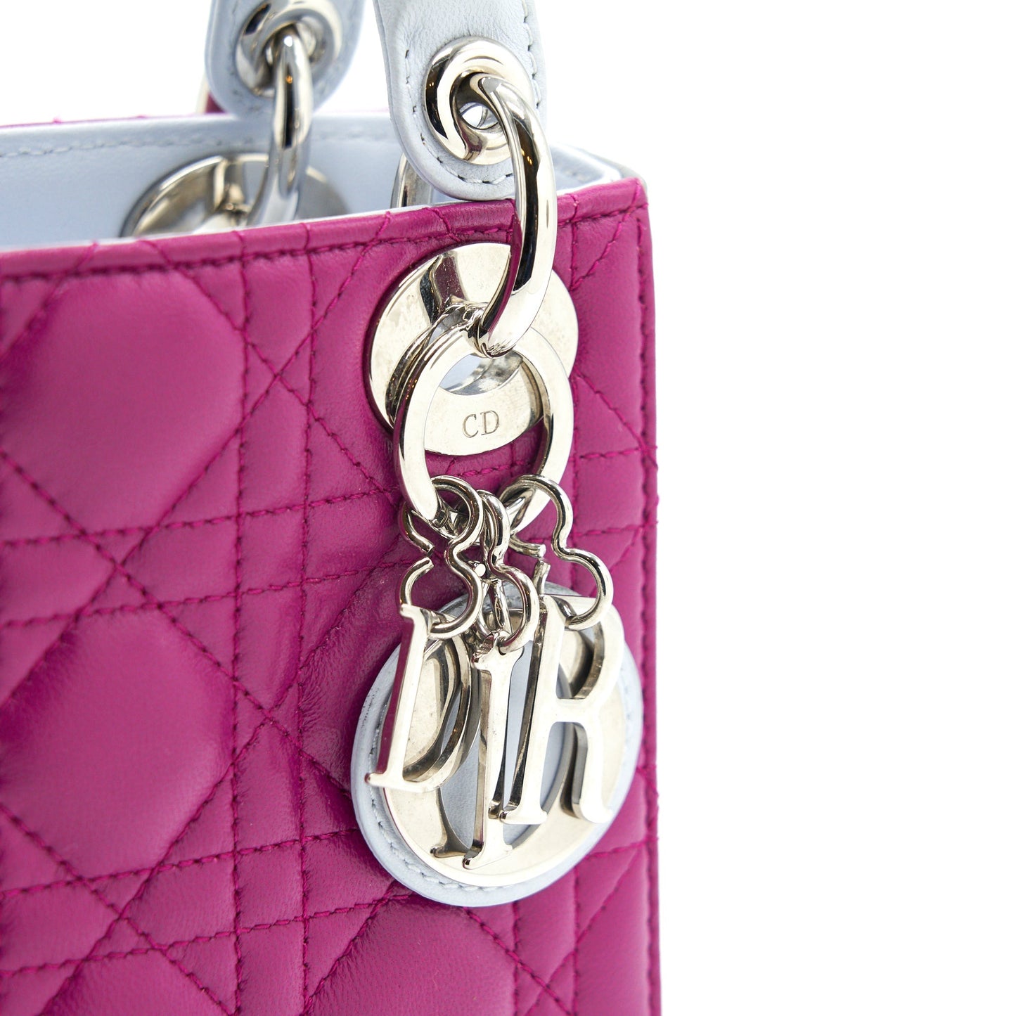 CHRISTIAN DIOR MINI LADY DIOR LAMBSKIN PINK/PURPLE/GREY