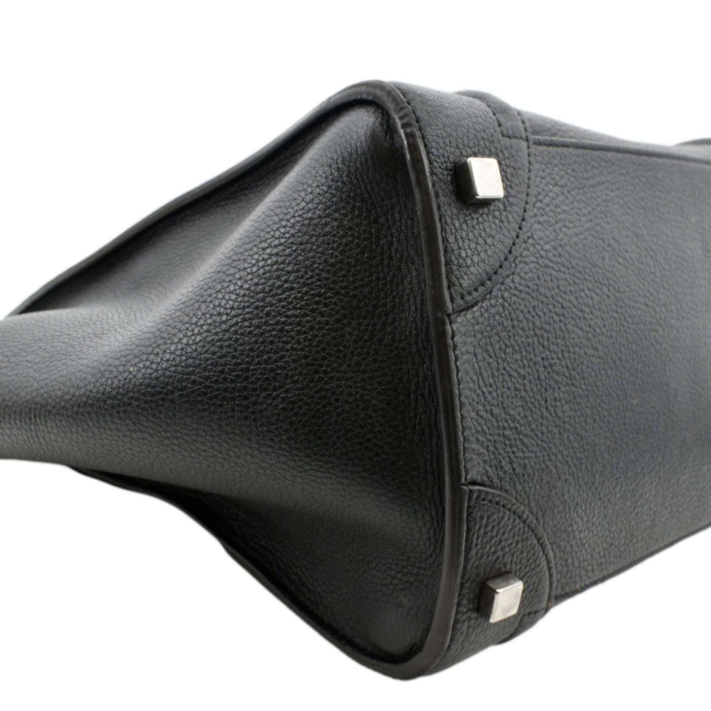 CELINE Drummed Mini Luggage Calfskin Leather Tote Bag Black