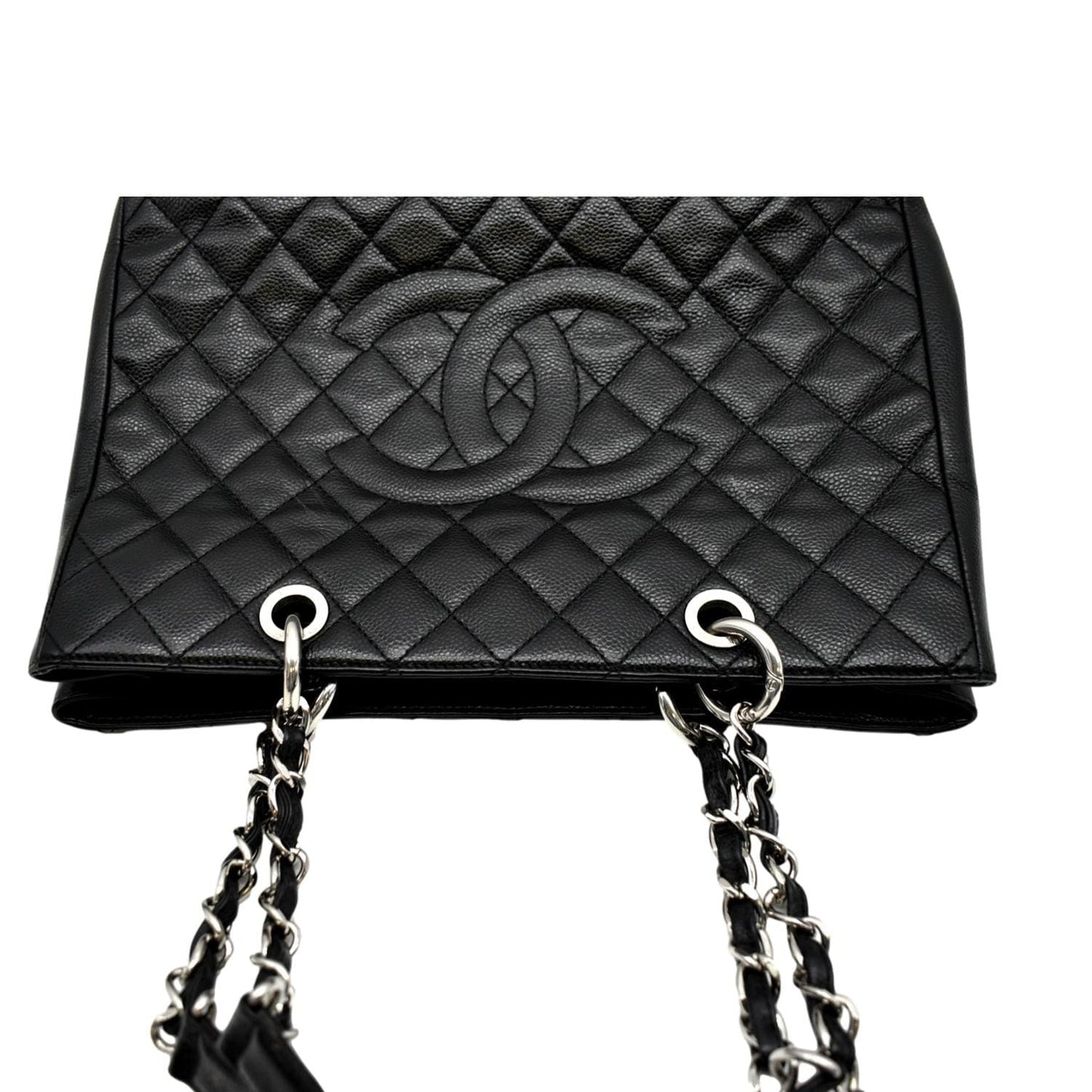 CHANEL Grand Shopping Quilted Caviar Leather GST Tote Bag Black