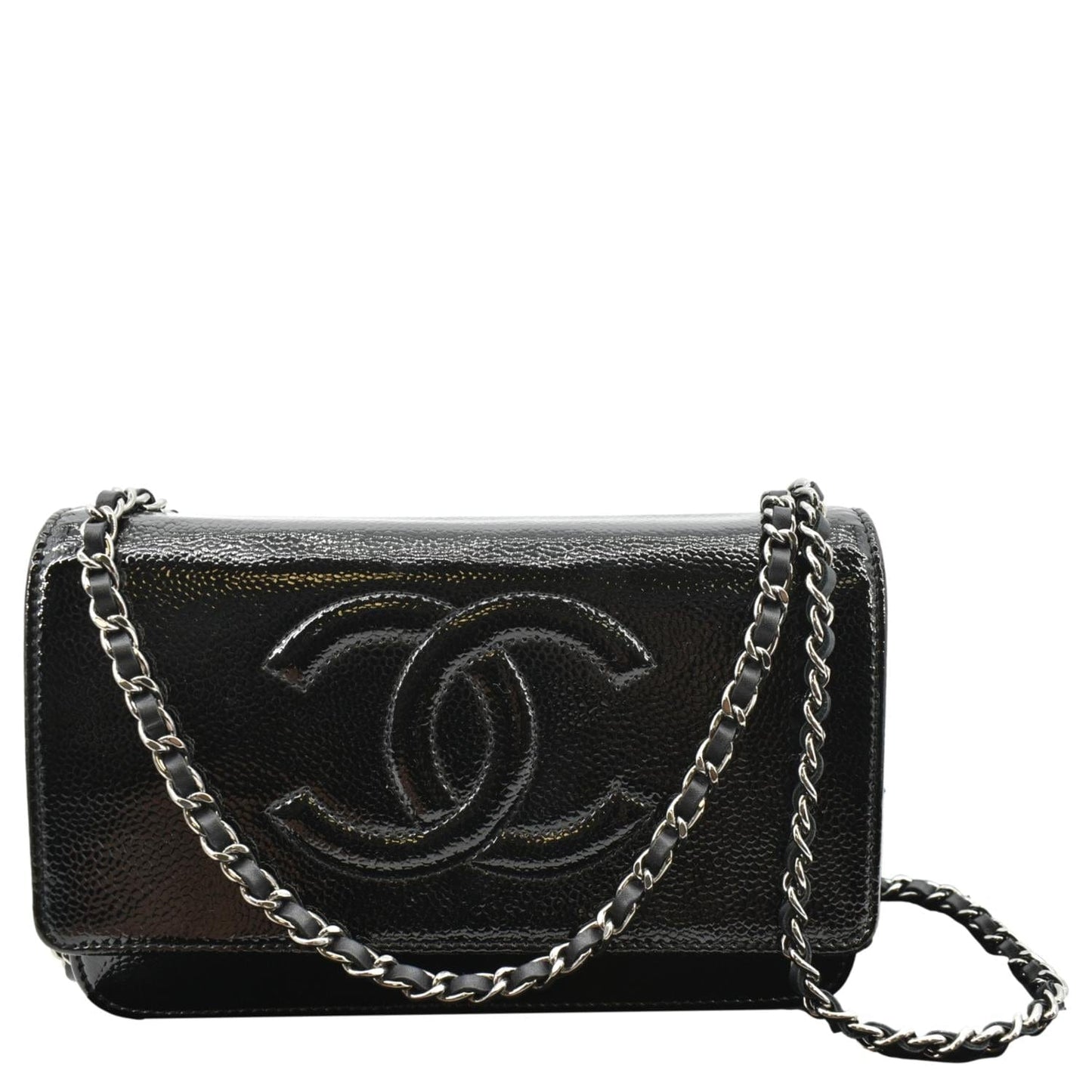 CHANEL CC WOC Caviar Leather Wallet on Chain Shoulder Bag Black