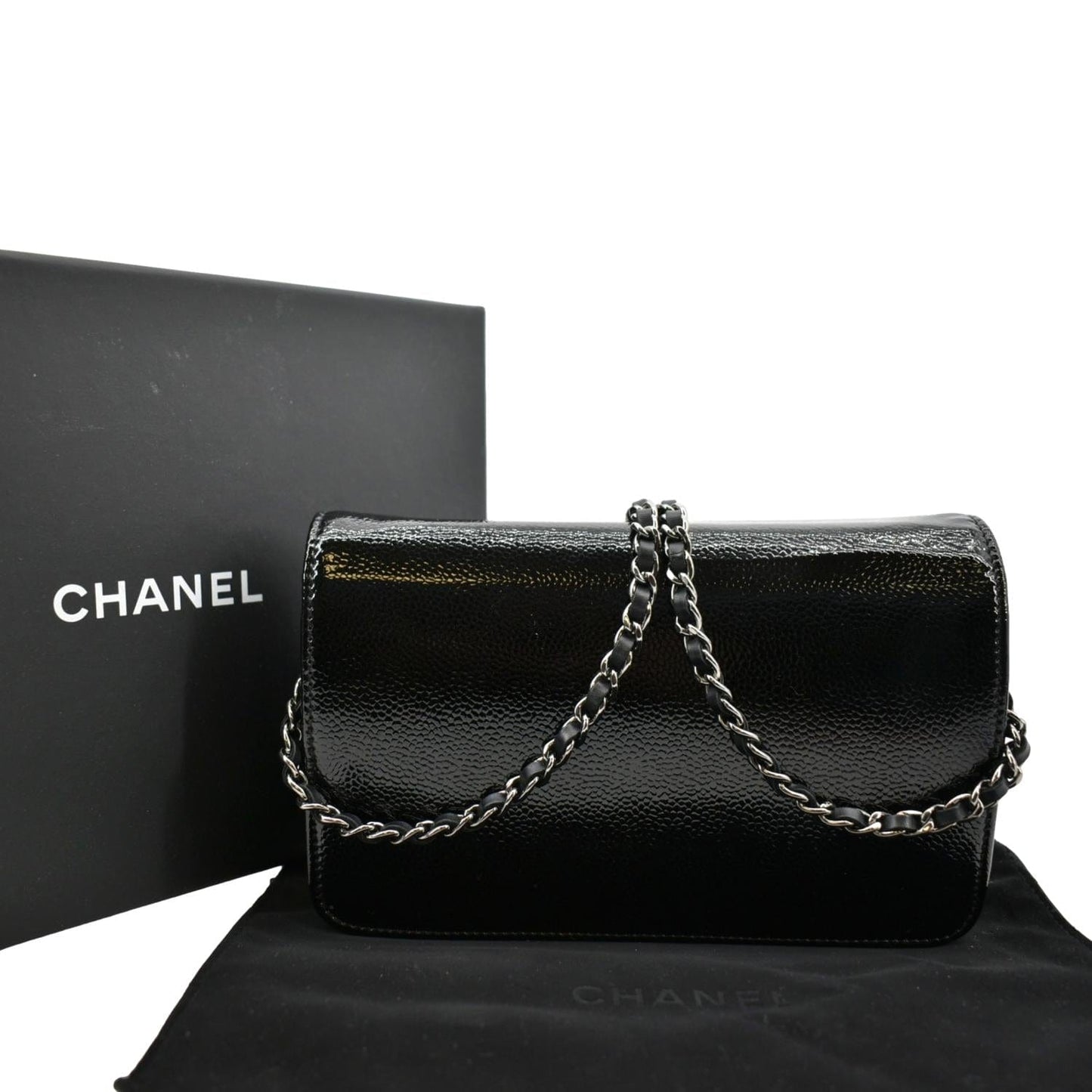 CHANEL CC WOC Caviar Leather Wallet on Chain Shoulder Bag Black