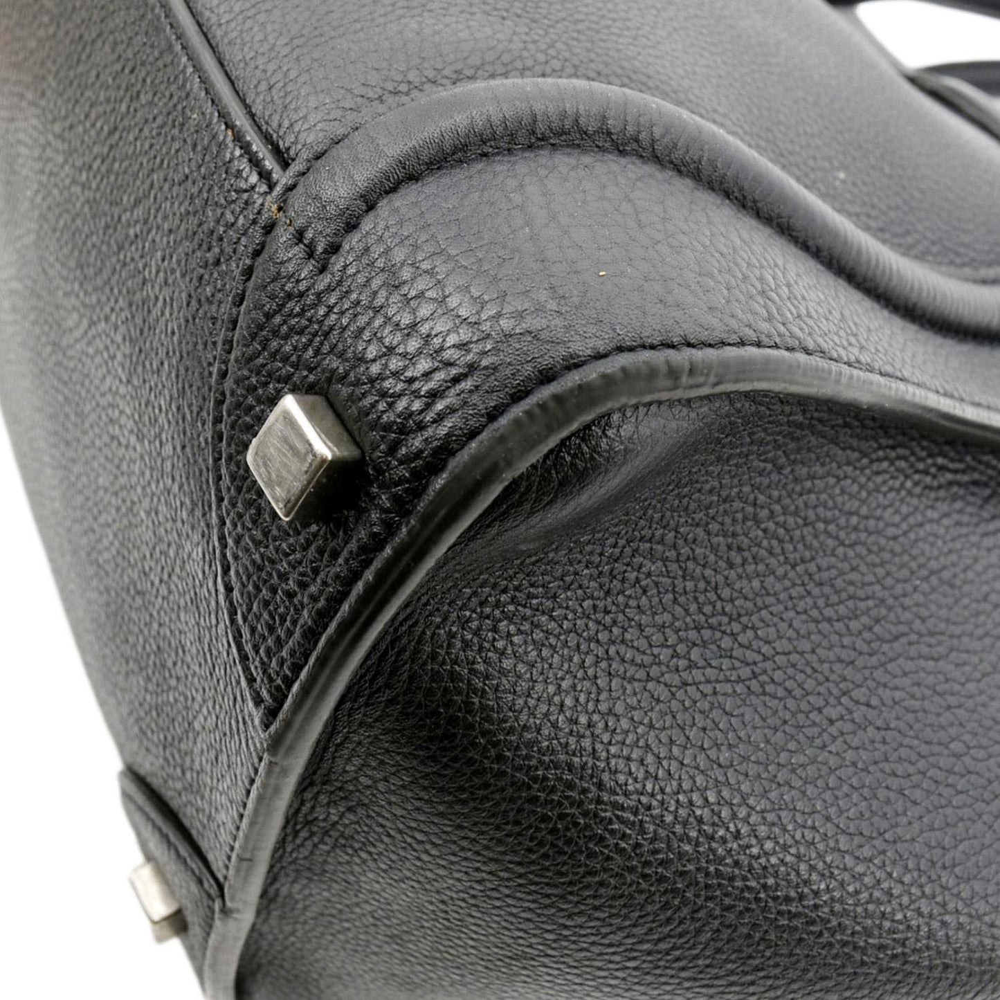 CELINE Drummed Mini Luggage Calfskin Leather Tote Bag Black
