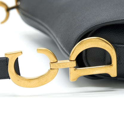 Dior Medium Saddle Purse Grained Calfskin Black