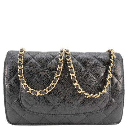 CHANEL Wallet On Chain Quilted Caviar Leather Crossbody Bag Black