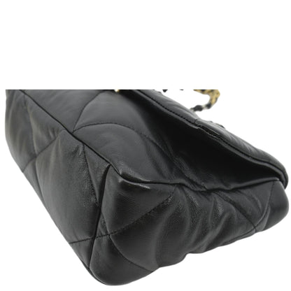 CHANEL 19 Small Flap Quilted Lambskin Leather Shoulder Bag Black - Final Sale
