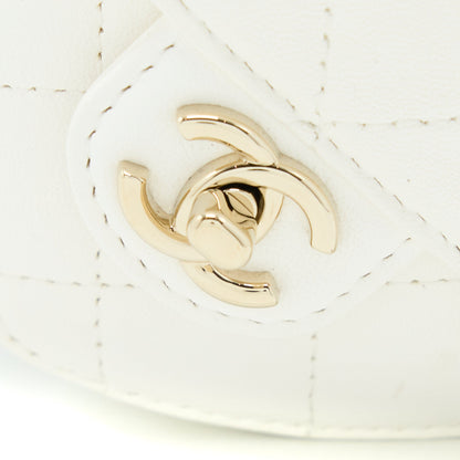 Chanel Heart Belt Bag Lambskin White LGHW