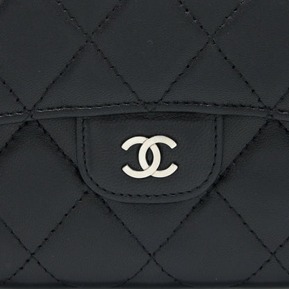 Chanel Long Flap Wallet Lambskin Black SHW
