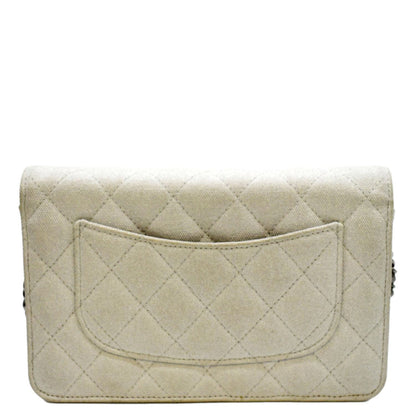 CHANEL Classic 2.55 Reissue Space Charm Quilted Canvas WOC Crossbody Bag Silver