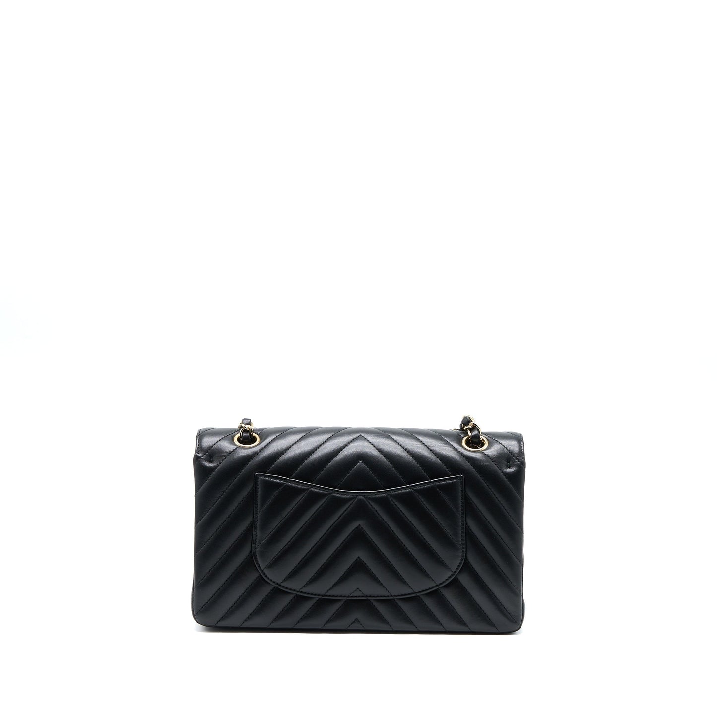 Chanel Medium Chevron Classic Double Flap Lambskin Black LGHW