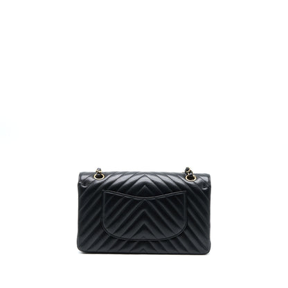 Chanel Medium Chevron Classic Double Flap Lambskin Black LGHW
