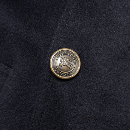 Burberry Size UK12 Detailed Button Trench Coat Virgin Wool/Cashmere Dark Blue