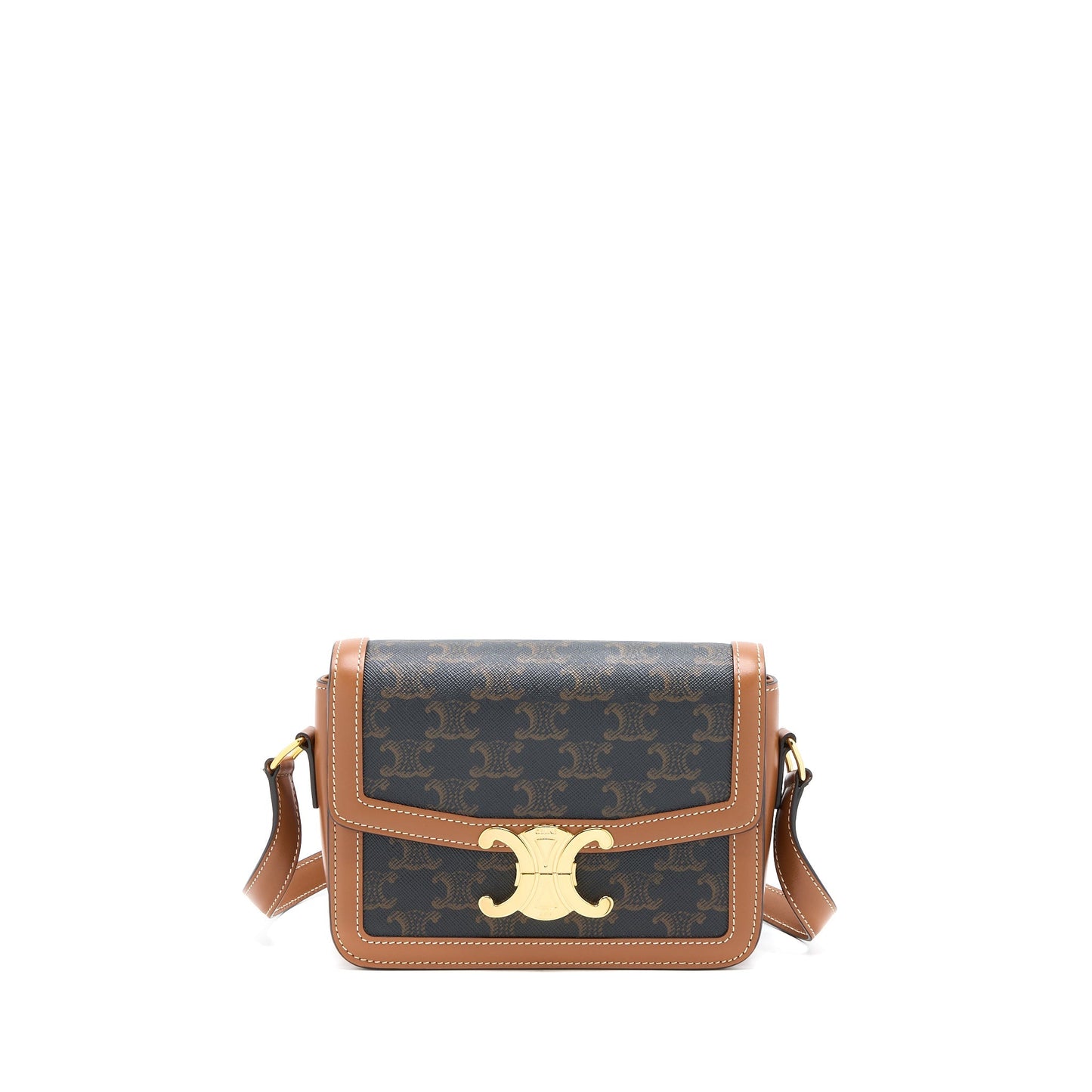 Celine Teen Triomphe Purse In Triomphe Canvas And Calfskin