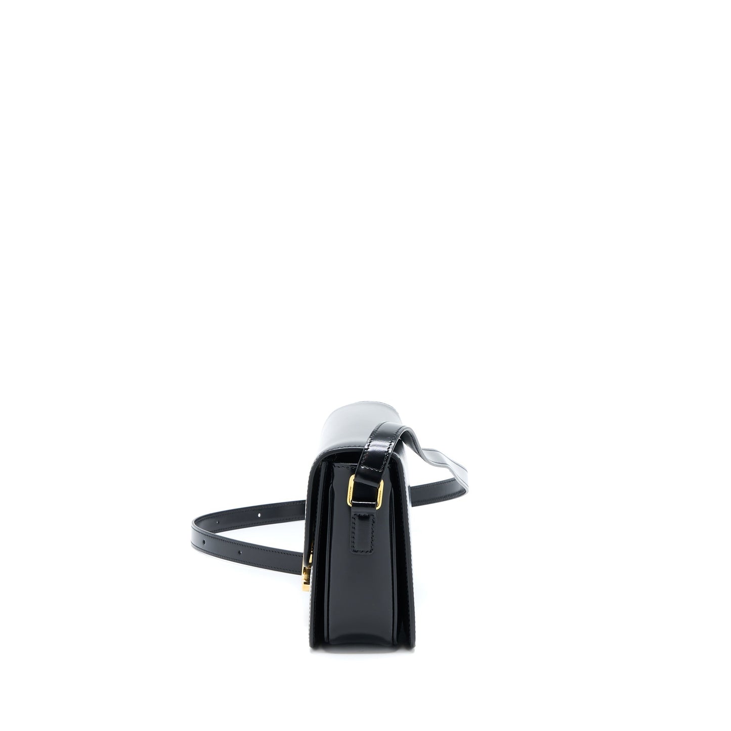 Celine Teen Triomphe Purse In Shiny Calfskin Black