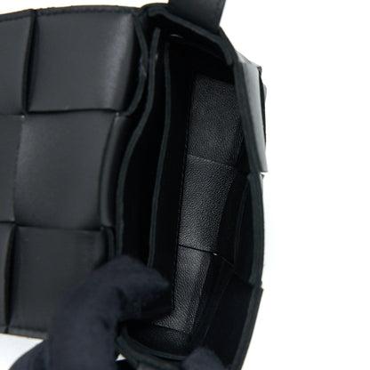 Bottega Veneta Mini Cassette Intrecciato Crossbody Purse Black
