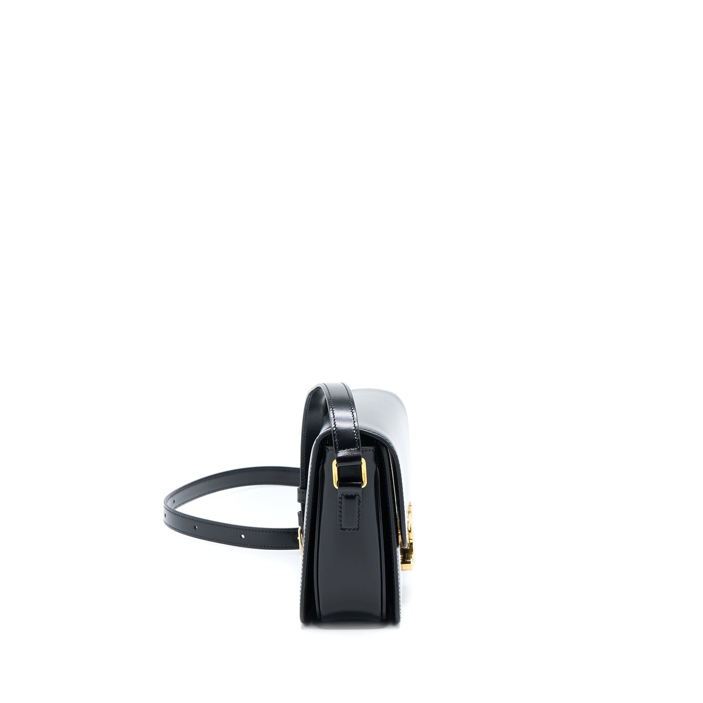 Celine Teen Triomphe Purse In Shiny Calfskin Black