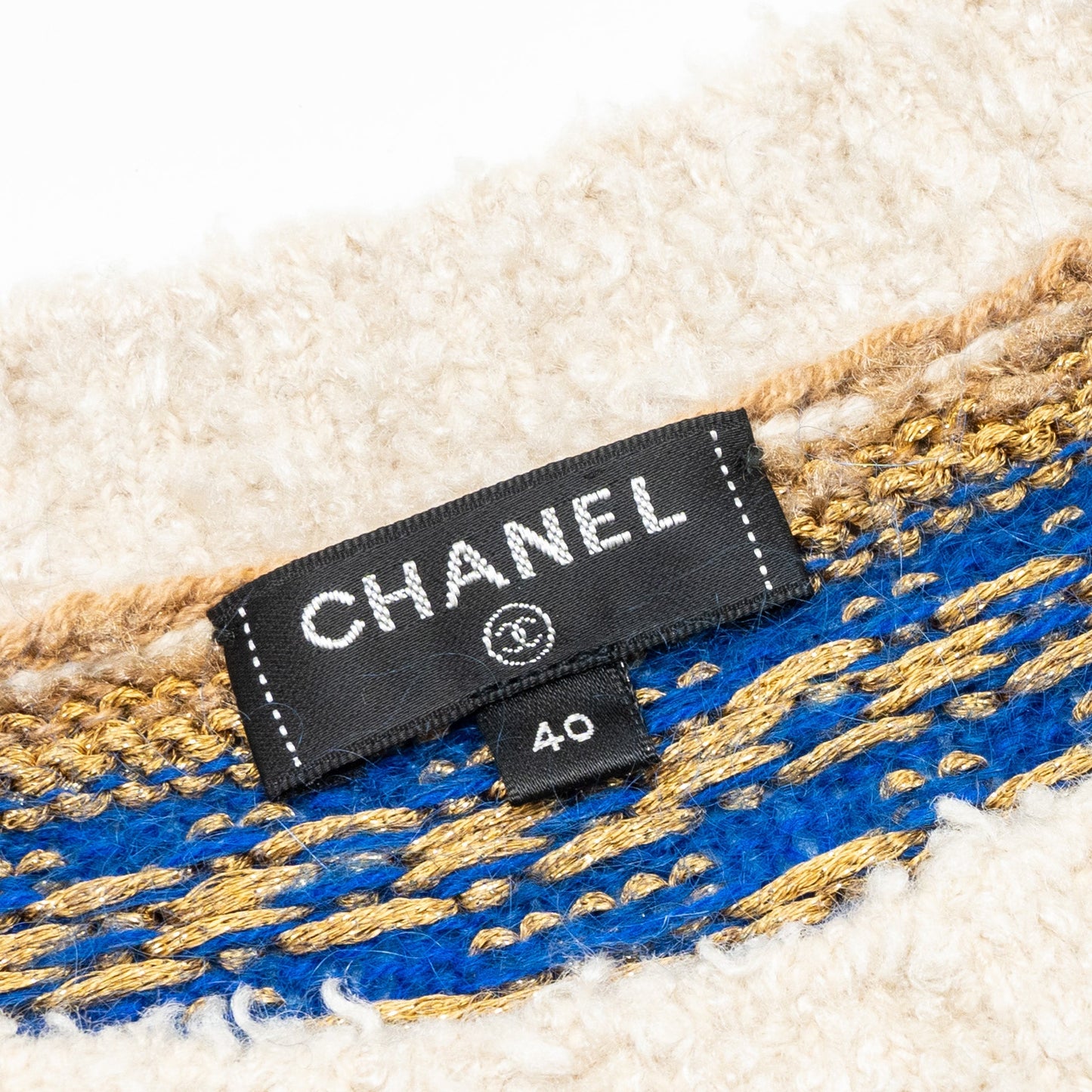 CHANEL SIZE 40 sweater silk/cashmere/Mohair Brown/Blue/Multicolour