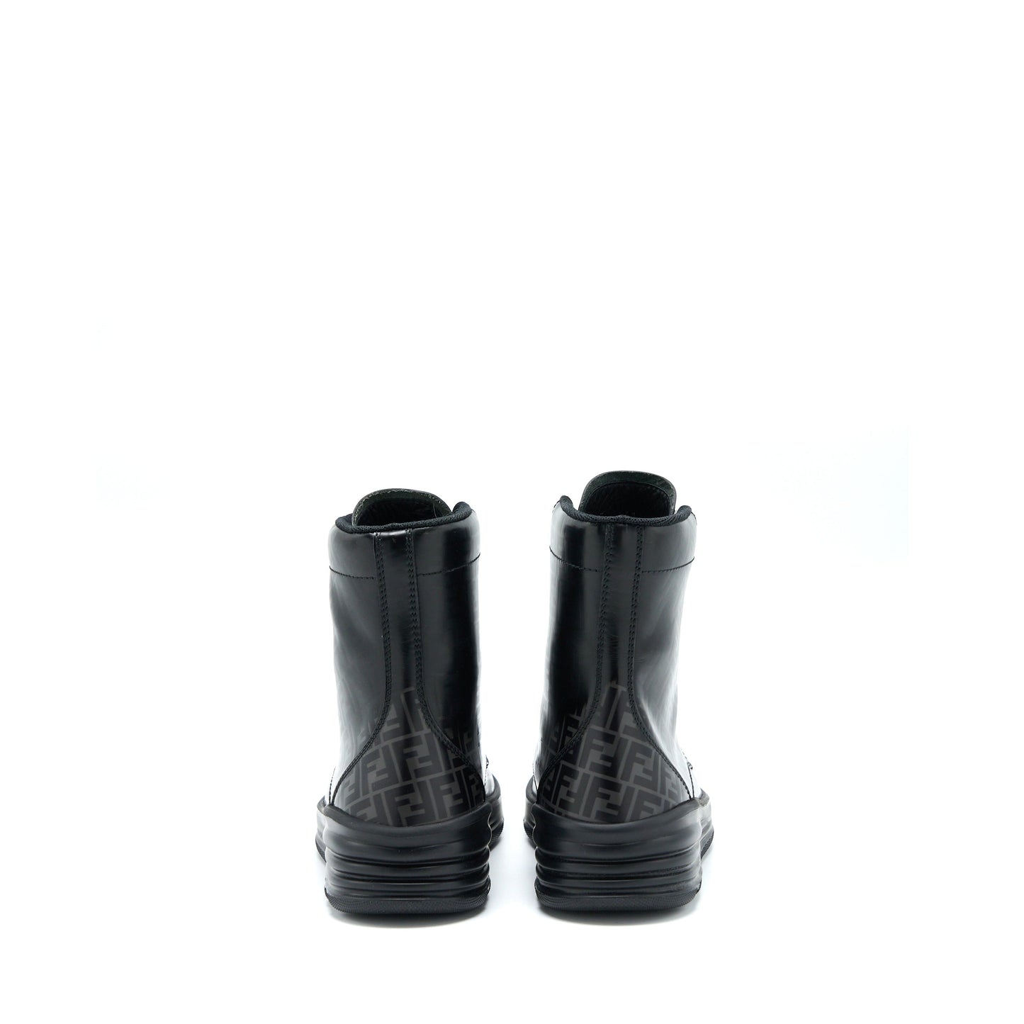 Fendi Size 6 Print Boots Calfskin Black
