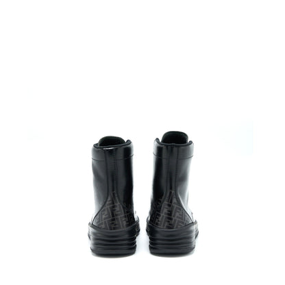 Fendi Size 6 Print Boots Calfskin Black