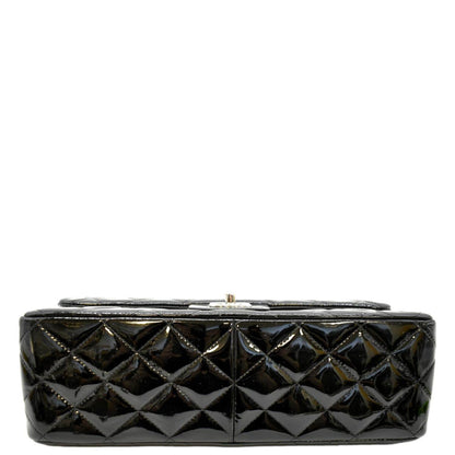 CHANEL Jumbo Flap Patent Leather Shoulder Bag Black