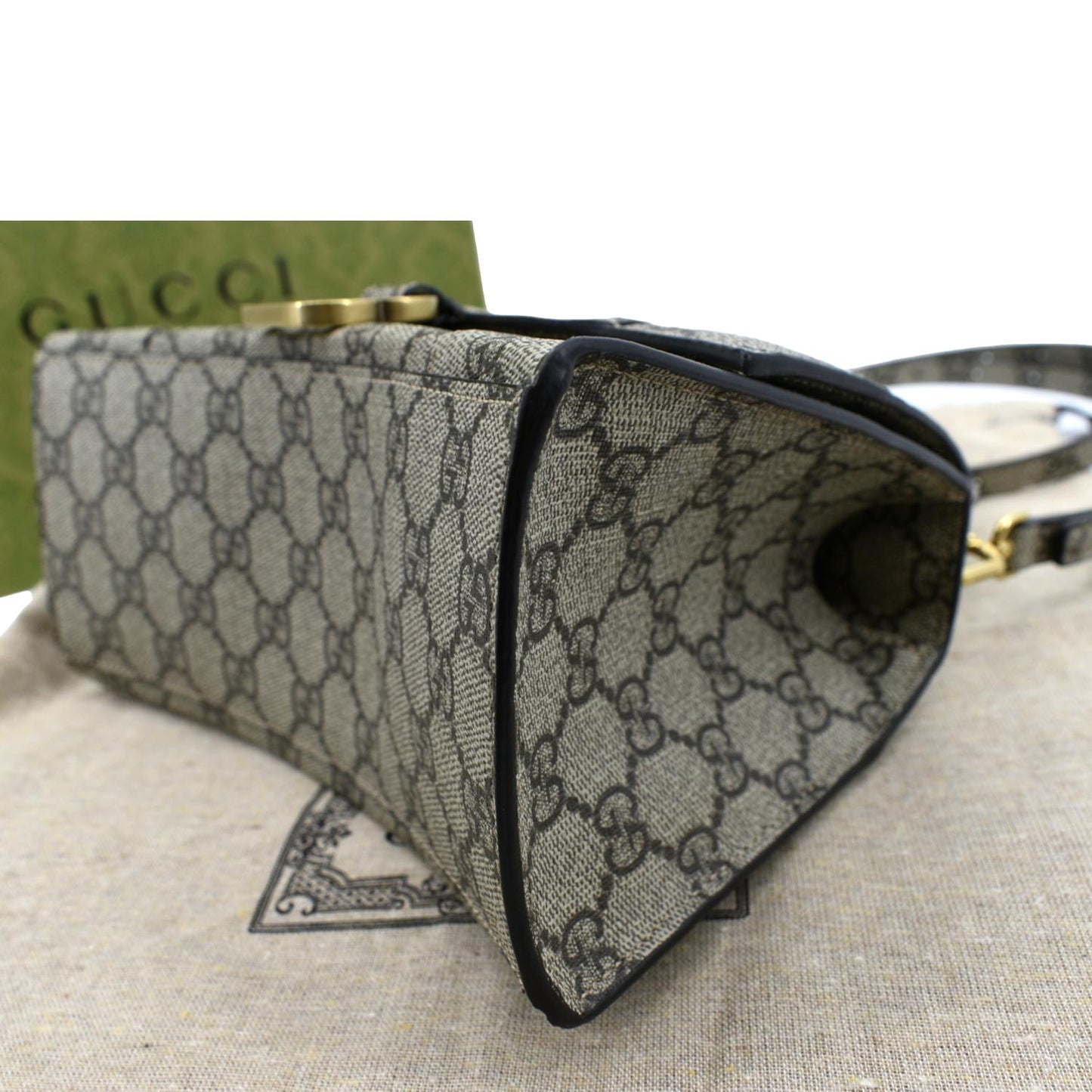 GUCCI x Balenciaga Hourglass GG Supreme Canvas Shoulder Bag Beige