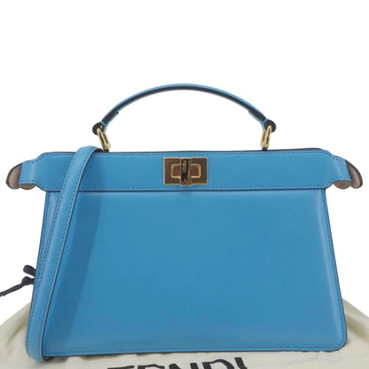 FENDI Peekaboo I SEE U East West Leather Crossbody Bag Blue