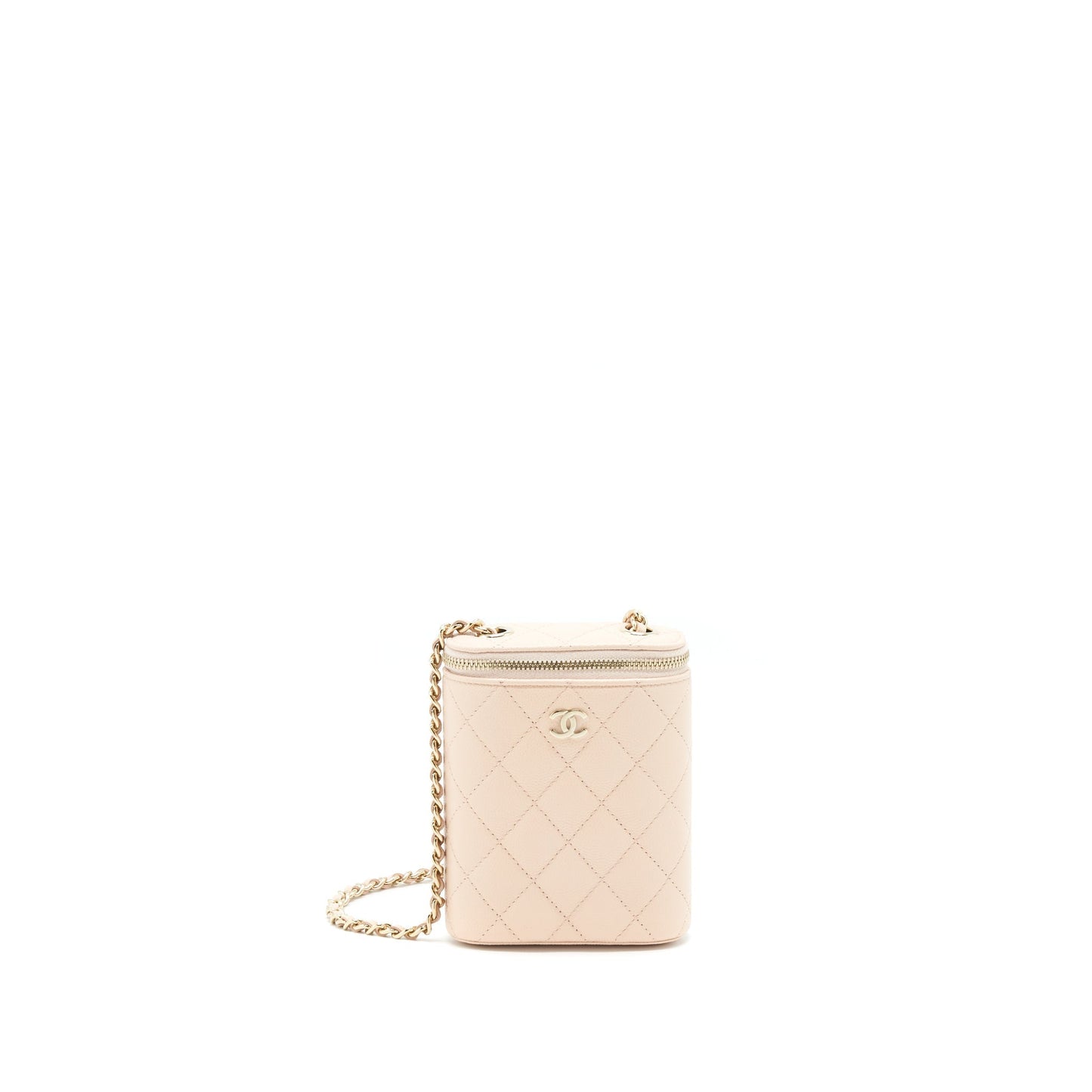 Chanel 22C Light Beige Caviar Vertical Vanity With Chain LGHW