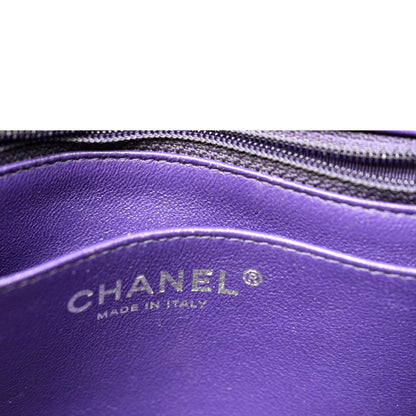 CHANEL Mini Flap Patent Calfskin Leather Shoulder Bag Purple