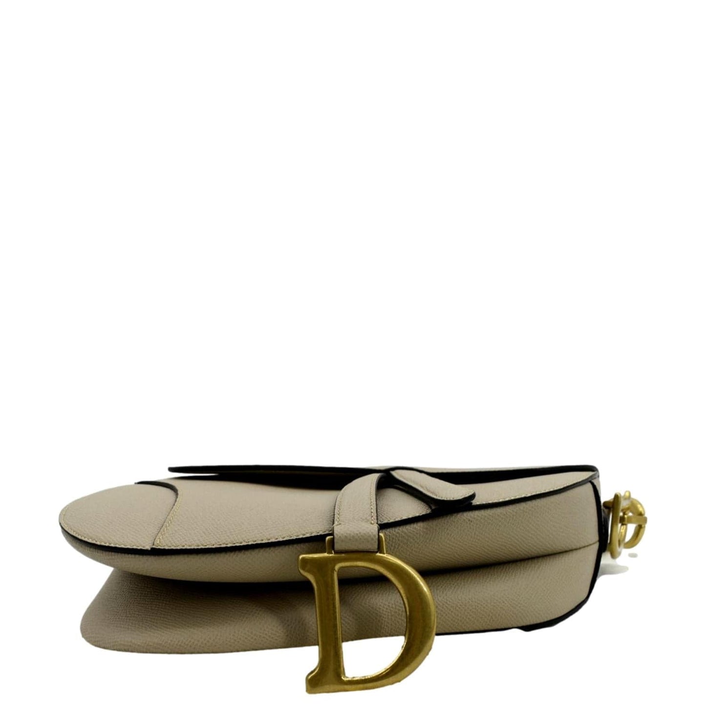 CHRISTIAN DIOR Saddle Grained Calfskin Leather Shoulder Bag Beige