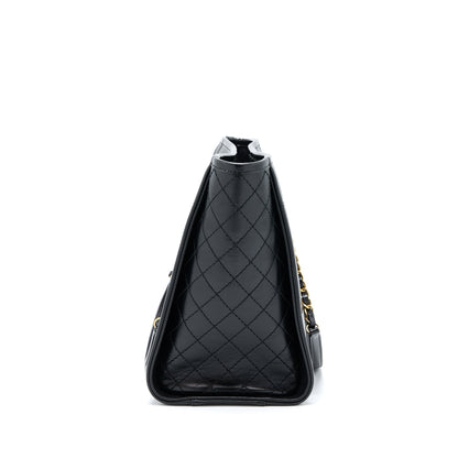 Chanel Deauville Tote Bag Calfskin Black With Detail Logo GHW