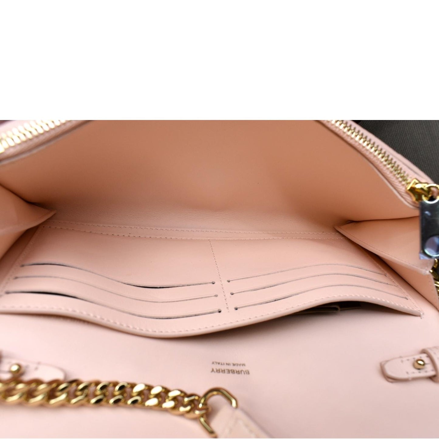 BURBERRY Tb Lola Quilted Lambskin Chain Shoulder Bag Beige