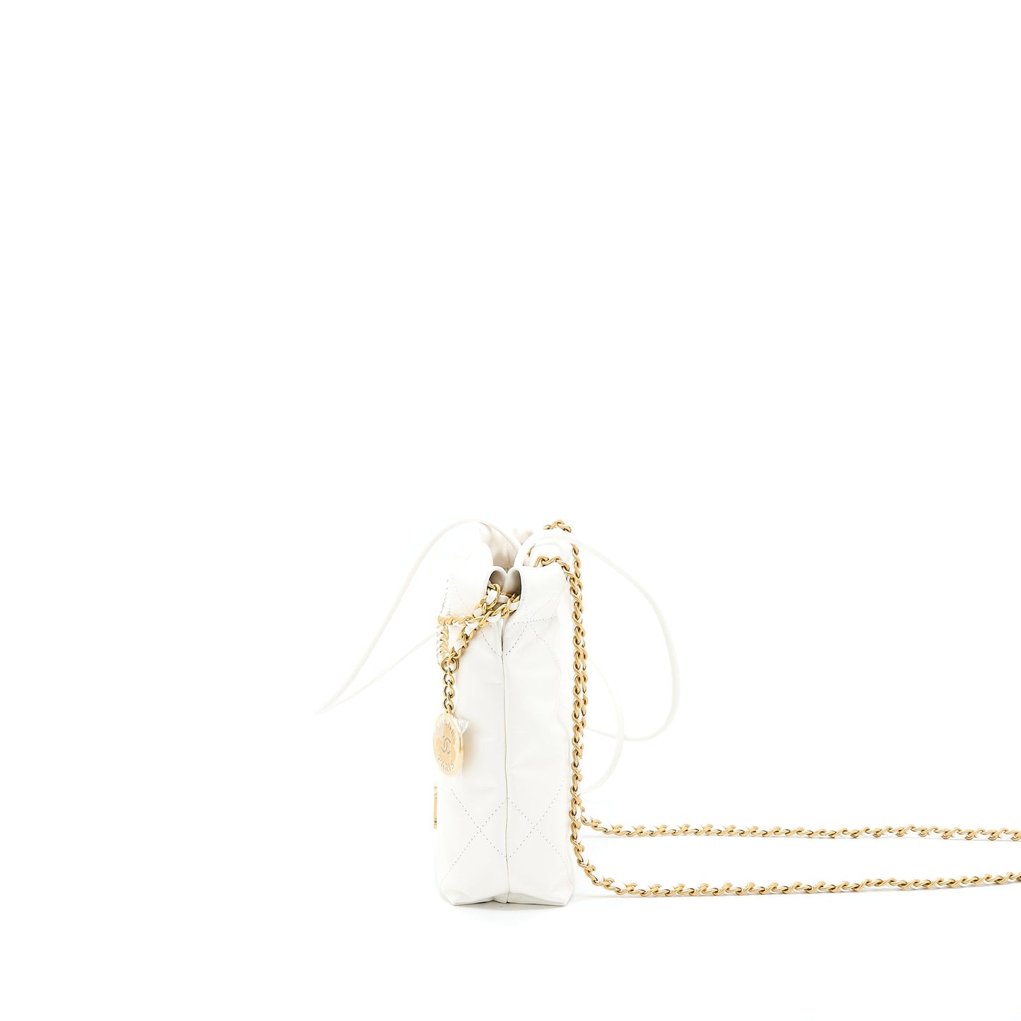 Chanel 23S Mini 22 Bag Shiny Calfskin White GHW (Microchip)