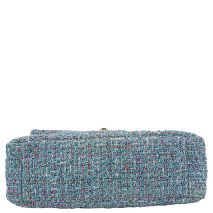 CHANEL 19 Flap Medium Quilted Tweed Shoulder Bag Blue