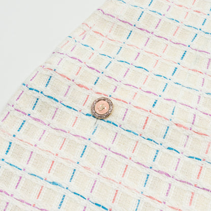 CHANEL Size 34 Tweed Mini Dress Acrylic/Cotton/Polyamide White/Multicolour