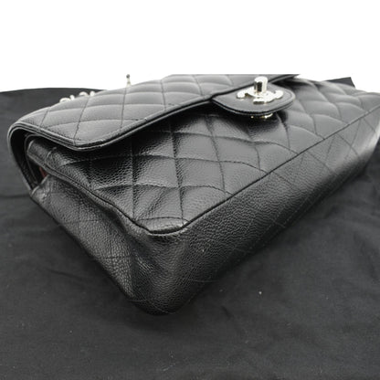 CHANEL Classic Medium Double Flap Caviar Leather Shoulder Bag Black