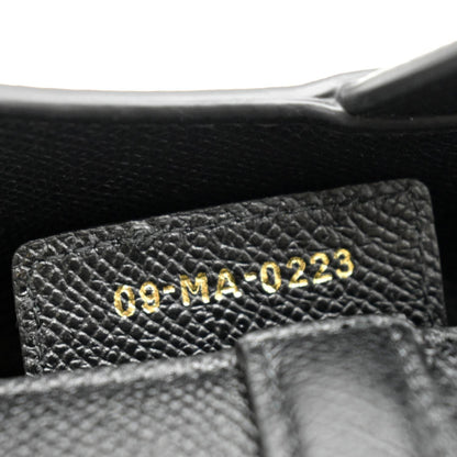 CHRISTIAN DIOR Saddle Grained Calfskin Leather Satchel Shoulder Bag Black