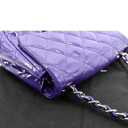 CHANEL Mini Flap Patent Calfskin Leather Shoulder Bag Purple