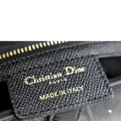 CHRISTIAN DIOR Saddle Grained Calfskin Leather Satchel Shoulder Bag Black