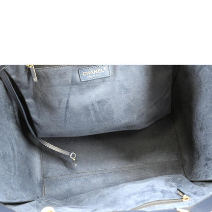 CHANEL Deauville Studded Caviar Tote Shoulder Bag Blue