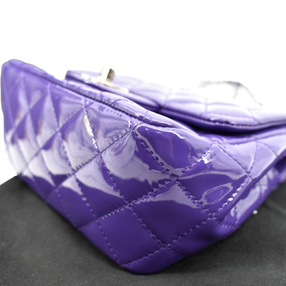 CHANEL Mini Flap Patent Calfskin Leather Shoulder Bag Purple