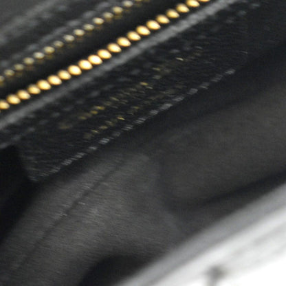 CHRISTIAN DIOR Saddle Grained Calfskin Leather Satchel Shoulder Bag Black