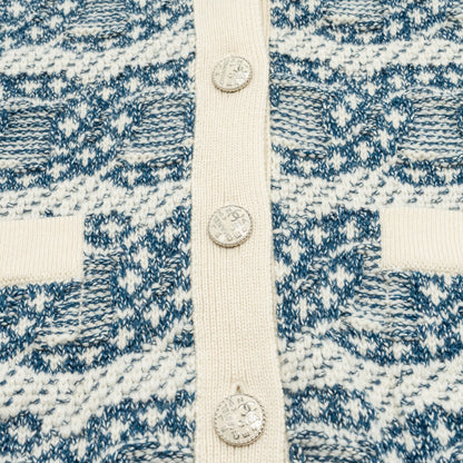 Chanel Size 34 Cardigan Cashmere/Cotton White/Blue